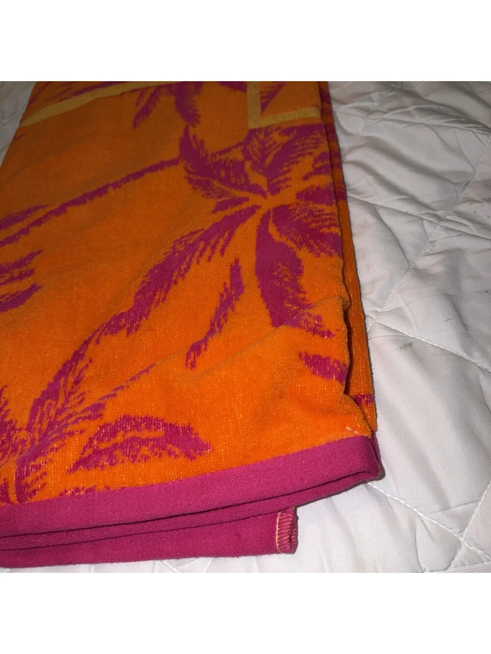 Juicy Couture Palm Tree Beach Towel Pink Orange 36x72 Cotton NWT